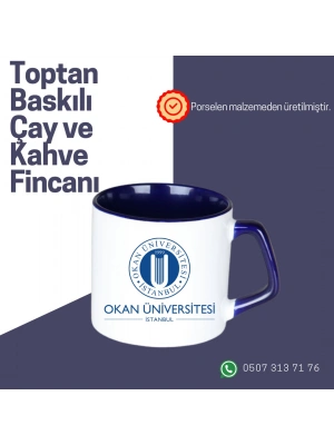 Toptan Porselen Sapı ve İçi Laci Mocha Baskılı Fincan Bardak