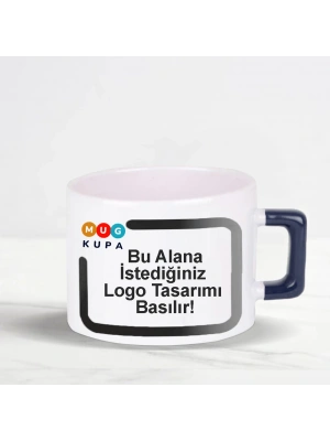Toptan Siyah Baskılı Kulplu Seramik Çay ve Kahve Fincanı