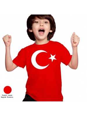 Türk Bayrağı Baskılı Unisex Tişört