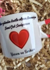 Mug Kupa- Anneler Gününe Özel -kalp Kulplu Fincan Tekli Kırmızı