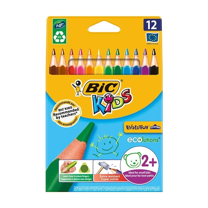 BİC EVOLUTION ÜÇGEN JUMBO BOYA KALEMİ 12 RENK