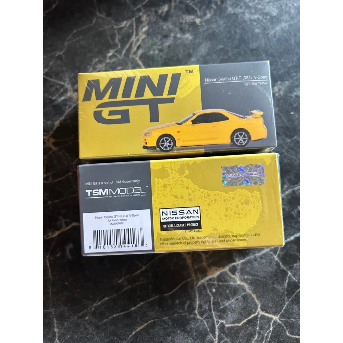 MINI GT: 1/64 Nissan Skyline GT-R (R34) V-Spec Lightning Yellow