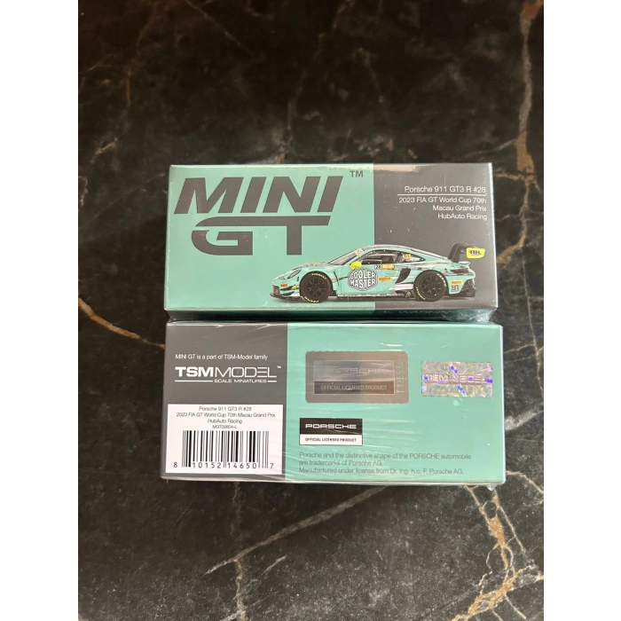 Mini GT 1/64 Porsche 911 GT3 R HubAuto Racing 2023 FIA GT World Cup 70th Macau Grand Prix