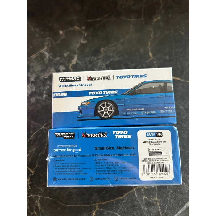 Tarmac Works 1/64 VERTEX Nissan Silvia S13 Blue Metallic TOYO TIRES - GLOBAL64
