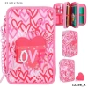 TOPModel Triple Pencil Case With PU Heart ONE LOVE