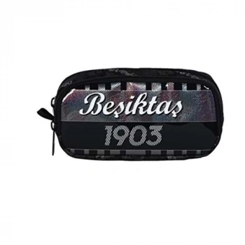 21307 BJK KALEM ÇANTASI ŞERİT ÇİZGİLİ PATCH SİYAH