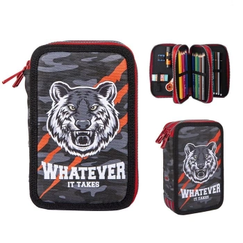 Hoalaa Tiger 3 Katlı Dolu Kalem Çantası