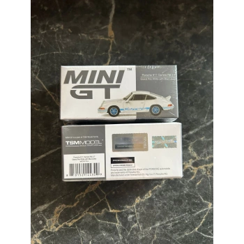 MINI GT: 1/64 Porsche 911 Carrera RS 2.7 Grand Prix White with Blue Livery