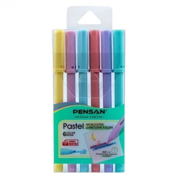 PENSAN 6 RENK PASTEL KESİK UÇ KEÇELİ KLM