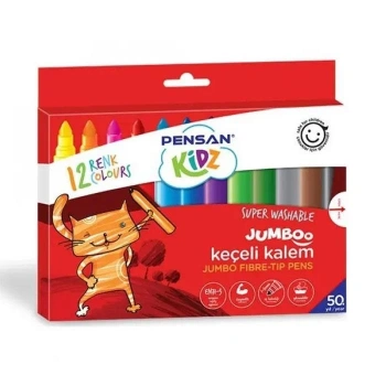 PENSAN KİDZ YIKANABİLİR JUMBOO KEÇELİ KALEM 12 RNK