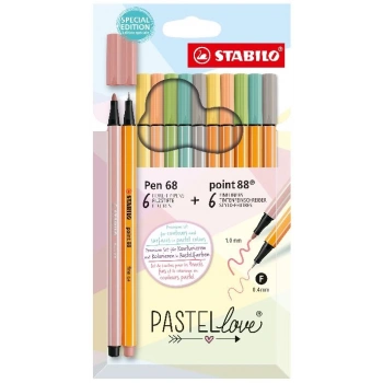 STABILO point 88 & pen 68 Pastellove 12li YENİ6888/12-7-7