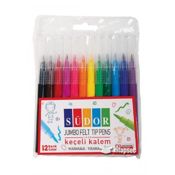 Südor Jumbo Keçeli Kalem 12 Renk