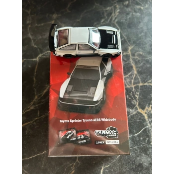 Tarmac Works 1/64 TOYOTA SPRINTER TRUENO AE86 WIDEBODY WHITE BLACK WITH TARMAC CARDS