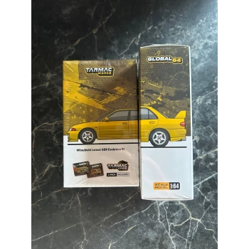Tarmac Works1/64 MITSUBISHI LANCER GSR EVOLUTION III YELLOW WİTH TARMAC CARDS