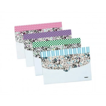 TEMAT 4 CEPLİ DESENLİ KADEMELİ DOSYAMAVİ