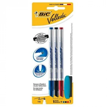 BİC VELLEDA 1721 ÇOCUK TAHTA KALEMİ  4LÜ BLİSTER (3 KALEM+SİLGİ)