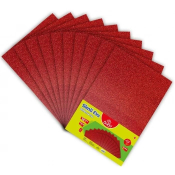 Bu-Bu 50x70cm Simli Eva Kırmızı 10lu