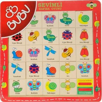 Bu-Bu Ahşap Puzzle Hayvanlar Hafıza Oyunları 30x30 cm