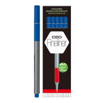 Ceo Fineliner Silikon Tutacaklı Kalem 12 li Mavi No.11