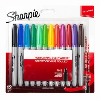 Sharpie Fine Permanent markör, 12li Karışık Bls
