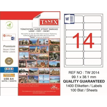 TANEX TW-2014 ETİKET