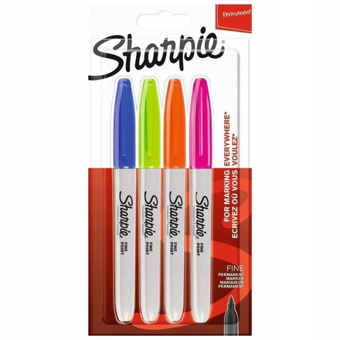 Sharpie Fine Permanent markör, Canlı renk 4lü Bls