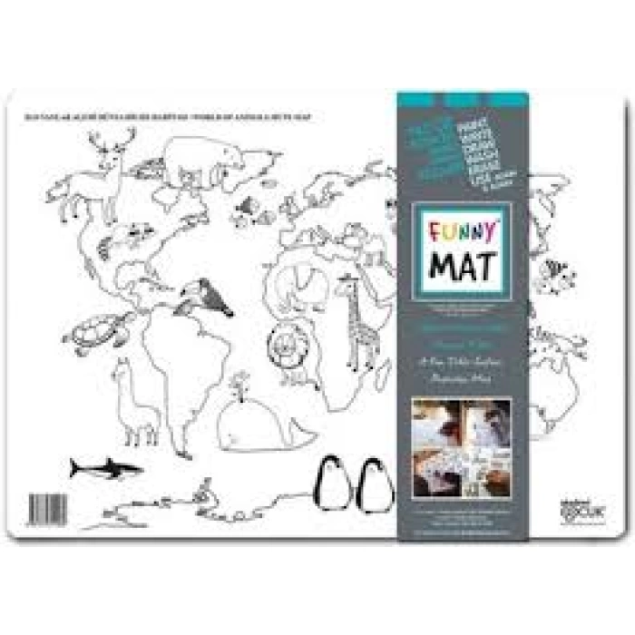 Akademi Çocuk-Funny Mat - Dünya Dilsiz Haritası - Hayvanlar Alemi