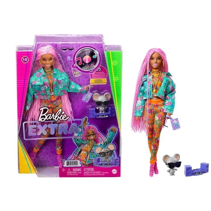 GXF09 Barbie Extra - Pembe Örgü Saçlı Bebek