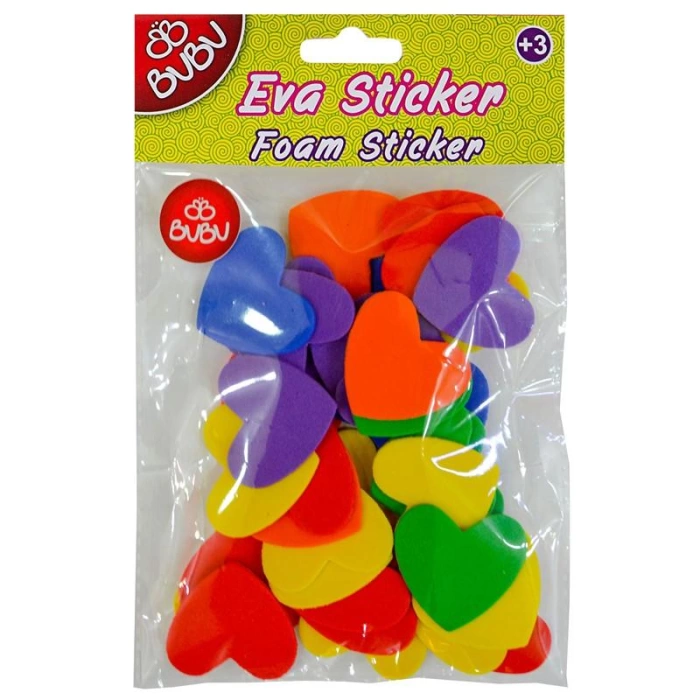 Bu-Bu Eva Sticker Kalp Orta 12li Pvc