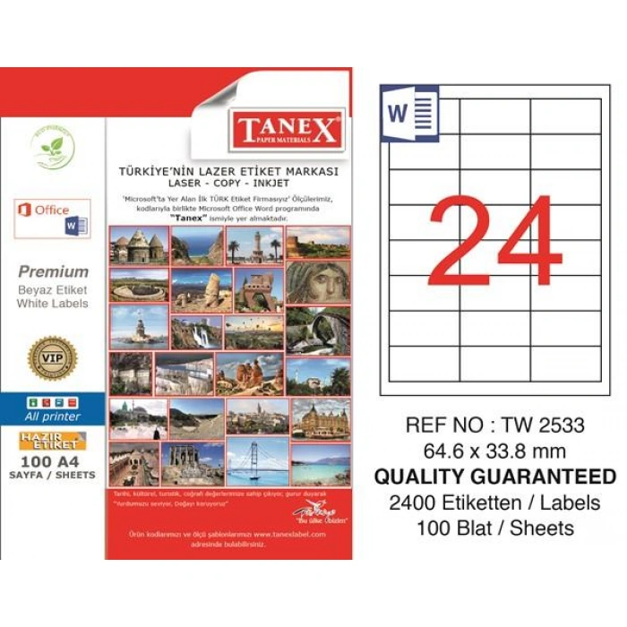 TANEX HAZIR ETİKET 2533 64,6X33,8
