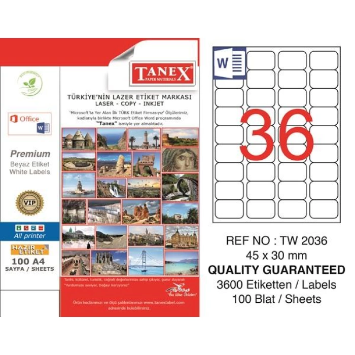 TANEX TW-2036 ETİKET