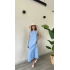 DÜĞME DETAYLI UZUN ELBİSE