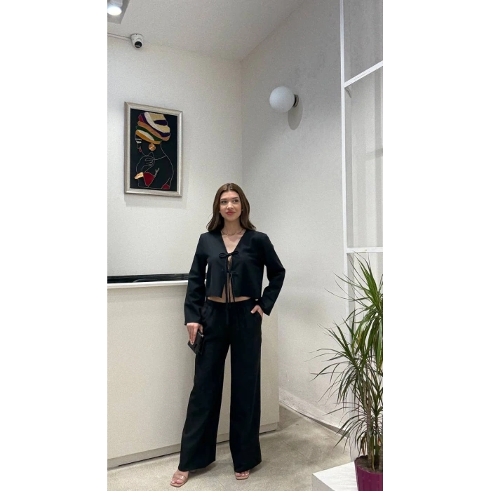 BAĞLAMALI KETEN BLUZ