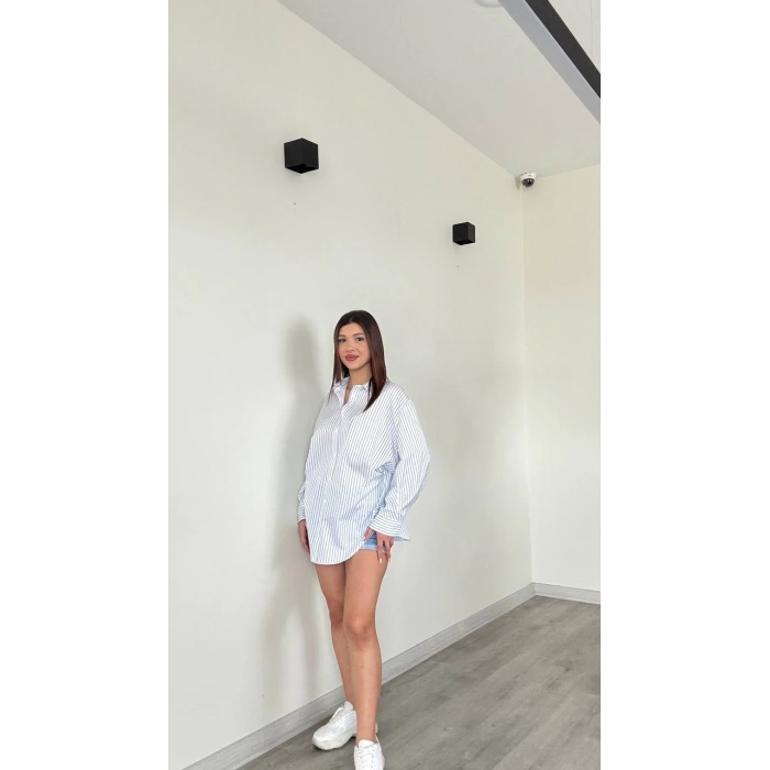 BASİC OVERSİZE ÇİZGİLİ GÖMLEK