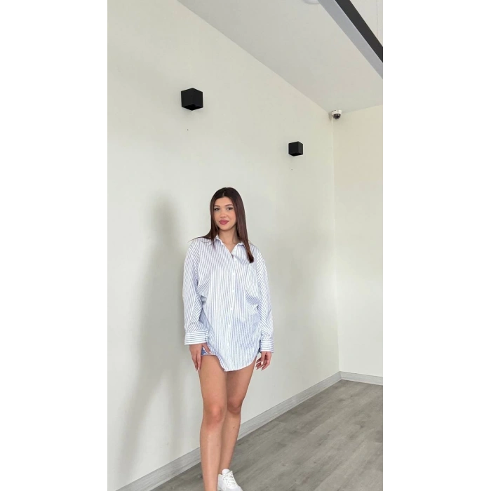 BASİC OVERSİZE ÇİZGİLİ GÖMLEK