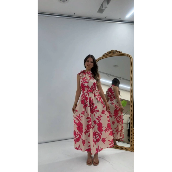 BOYUNDAN BAĞLAMALI ELBİSE