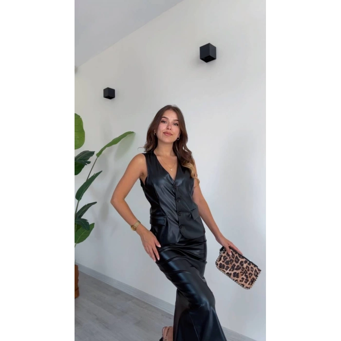 DERİ YELEK ETEK TAKIM