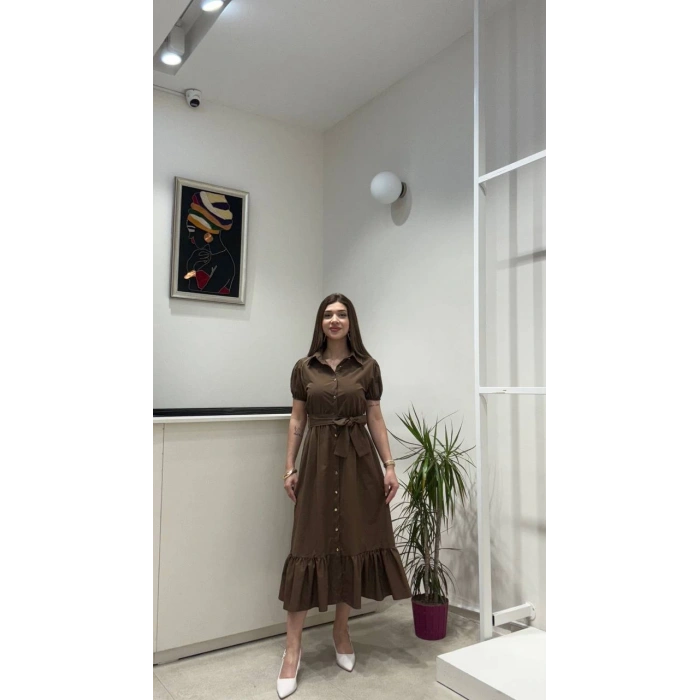 FIRFIR DETAYLI UZUN ELBİSE