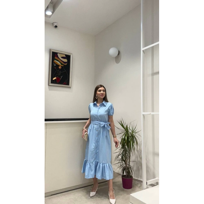 FIRFIR DETAYLI UZUN ELBİSE