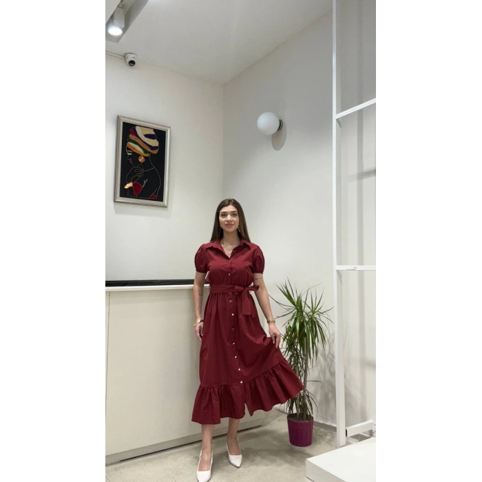 FIRFIR DETAYLI UZUN ELBİSE