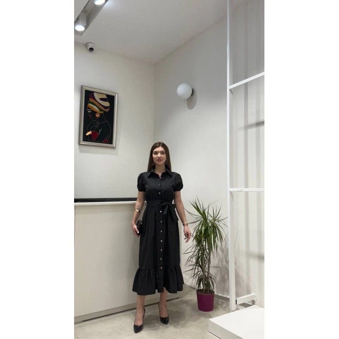 FIRFIR DETAYLI UZUN ELBİSE