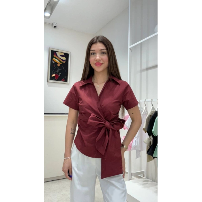 KISA KOLLU BAĞLAMALI GÖMLEK