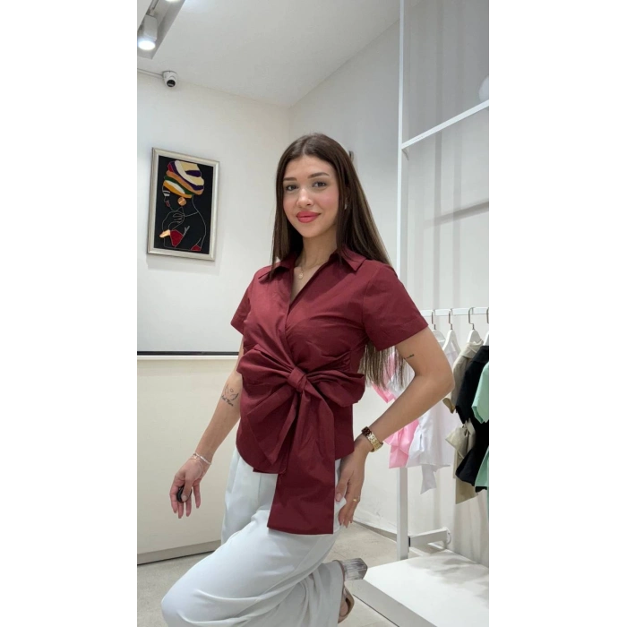 KISA KOLLU BAĞLAMALI GÖMLEK