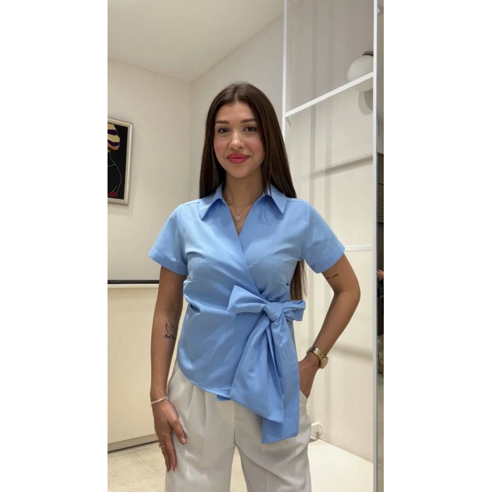 KISA KOLLU BAĞLAMALI GÖMLEK