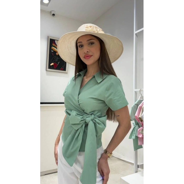 KISA KOLLU BAĞLAMALI GÖMLEK