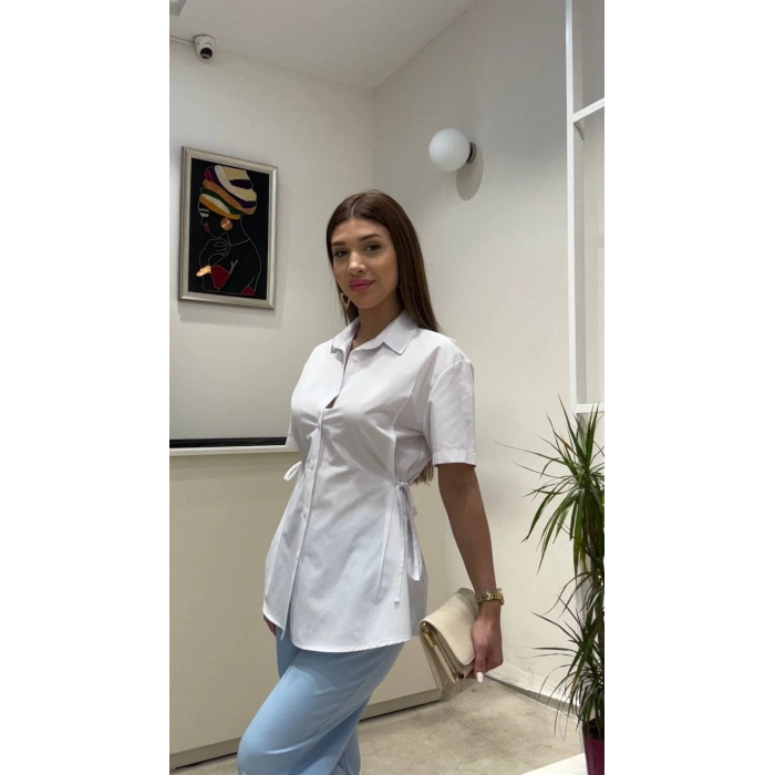 KISA KOLLU YANDAN BAĞLAMALI GÖMLEK