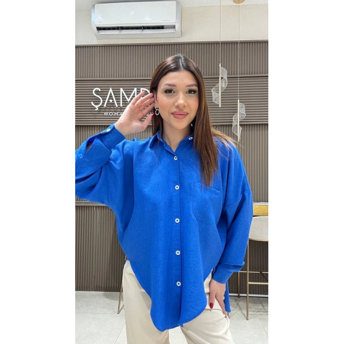 PAPATYA DÜĞMELİ OVERSİZE GÖMLEK