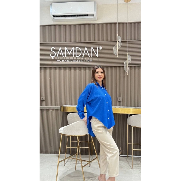 PAPATYA DÜĞMELİ OVERSİZE GÖMLEK