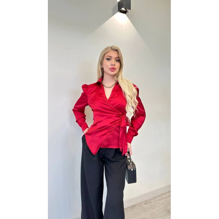 SATEN YANDAN BAĞLAMALI GÖMLEK