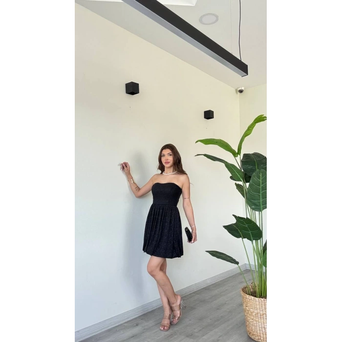 STRAPLEZ DANTEL KISA ELBİSE